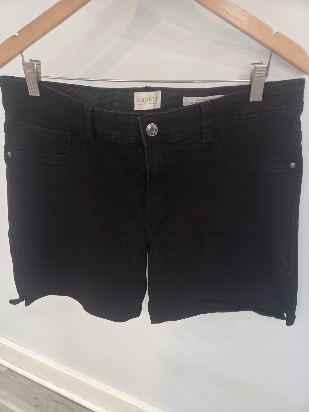 Angels Black Denim Shorts
